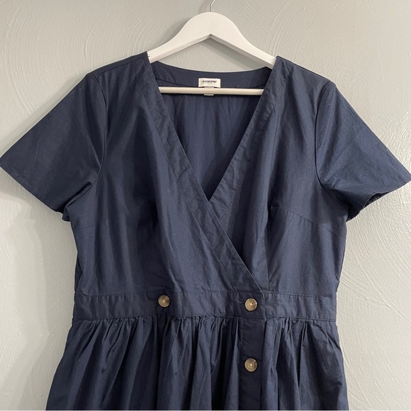 J.Crew Rosina Poplin Button Front Wrap Dress Navy, Size 12 midi lenght cotton - Picture 8 of 13